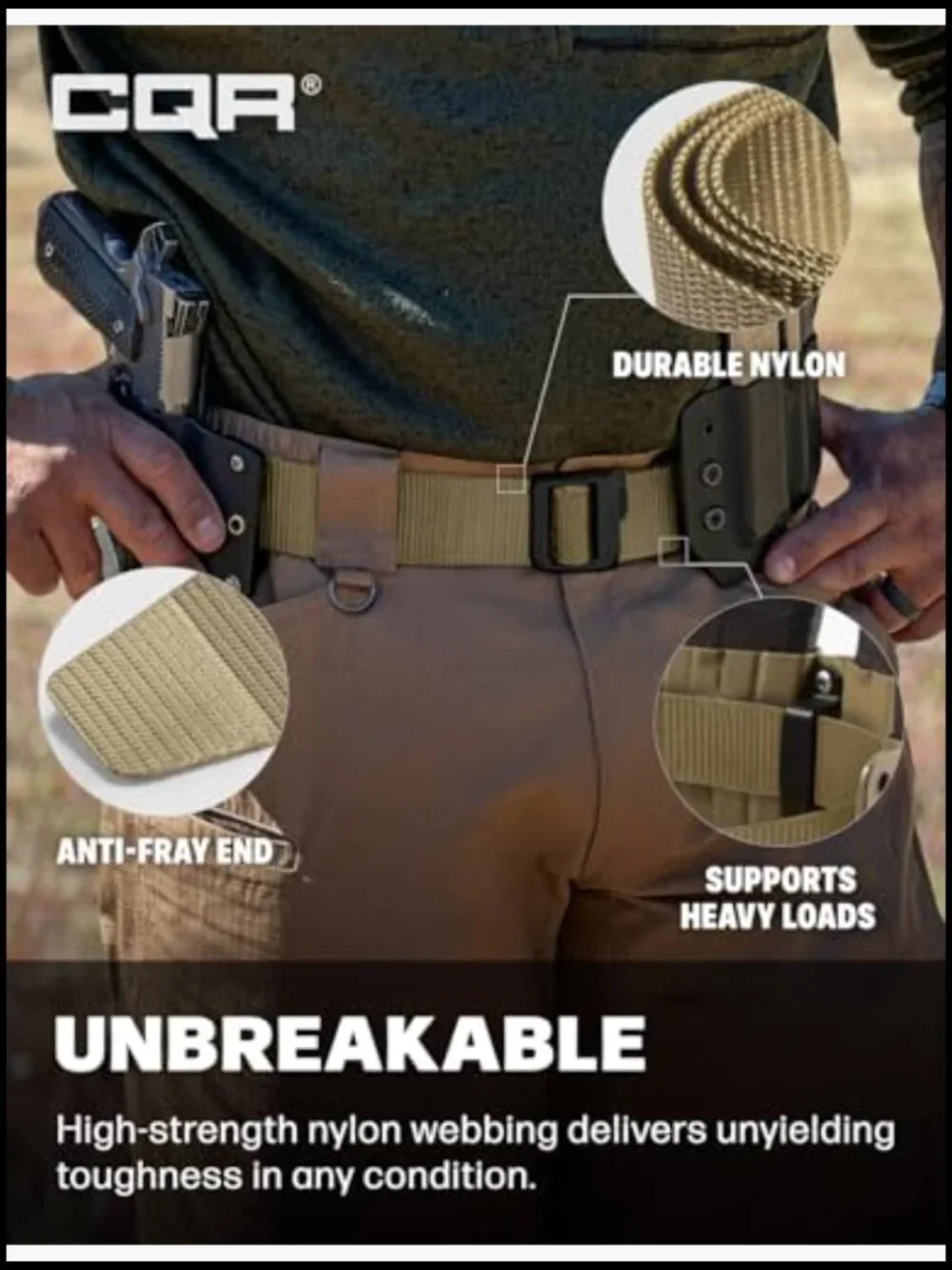 Tactical Duty Belt, Heavy Duty Nylon Webbing with Quick-Release Buckle
